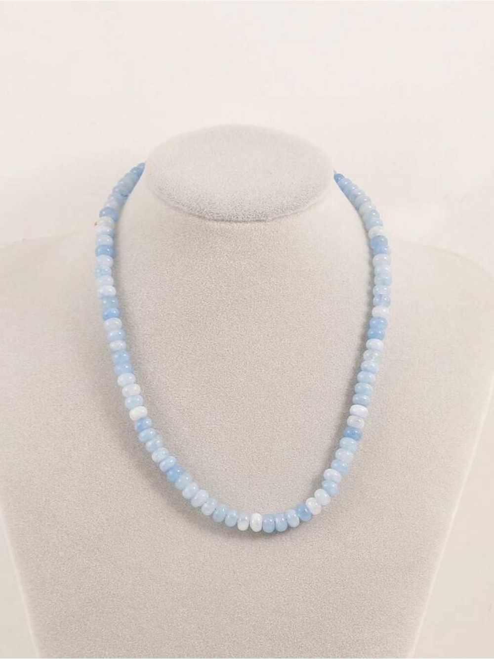 Natural Gemstone Light Blue Beaded Choker Necklace